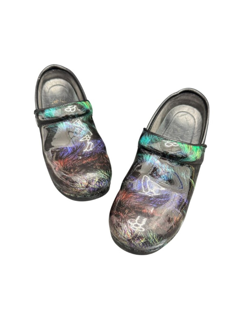 Dansko Professional Clog Women's Black Multicolor Scribble Pattern, Size 38 - Picture 3 of 10